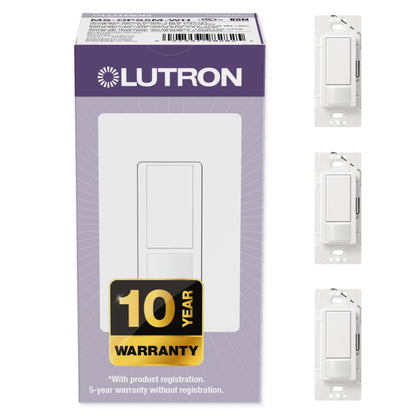 Lutron Maestro Motion Sensor Light Switch Indoor for Bathroom, Garage, Laundry Room, Any Bulbs, Occupancy Vacancy Sensor, Single-Pole, MS-OPS2-WH, White