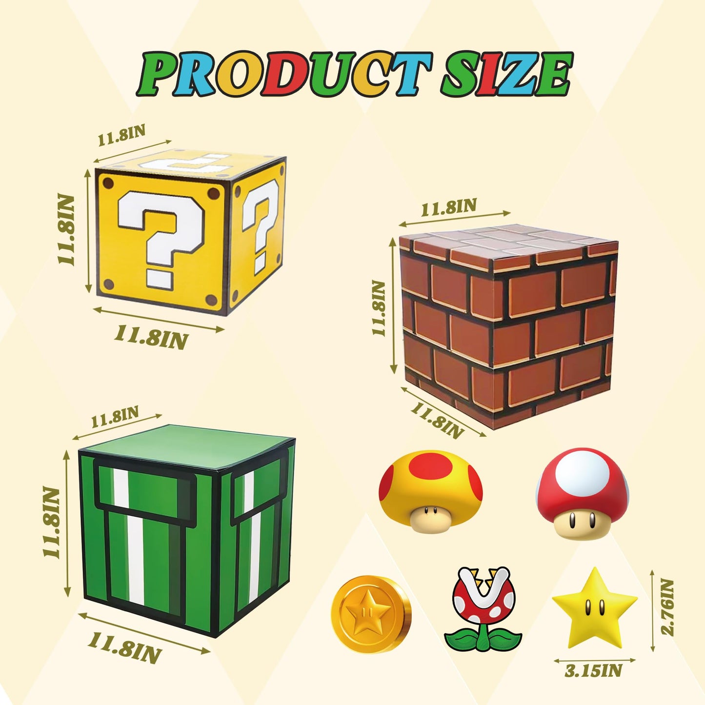 Cuteiush 6PCS Big Party Boxes with 6 Centerpieces, Question Brick Pipe Boxes for Birthday, Christmas, Halloween, Game Party & Classroom Favors (11.8 x 11.8 Inch)