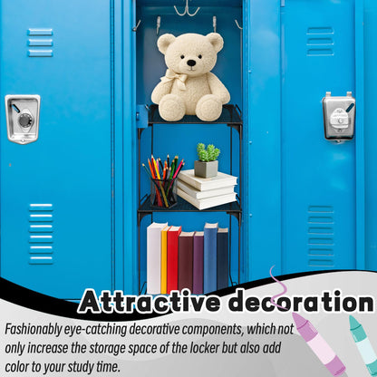 Noxglory Locker Organizer Shelf Black Stackable Extra Locker Shelf Storage Cabinet Accessories for Back to School Office Home Gym Supplies