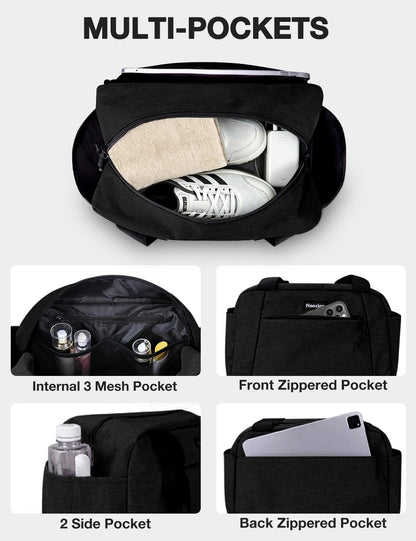 Noozion 14 inch Small Gym Bag for Women & Men, Lightweight Carry On Mini Duffle Bag with Multiple Pockets, Sports Bag for Travel and Workout.