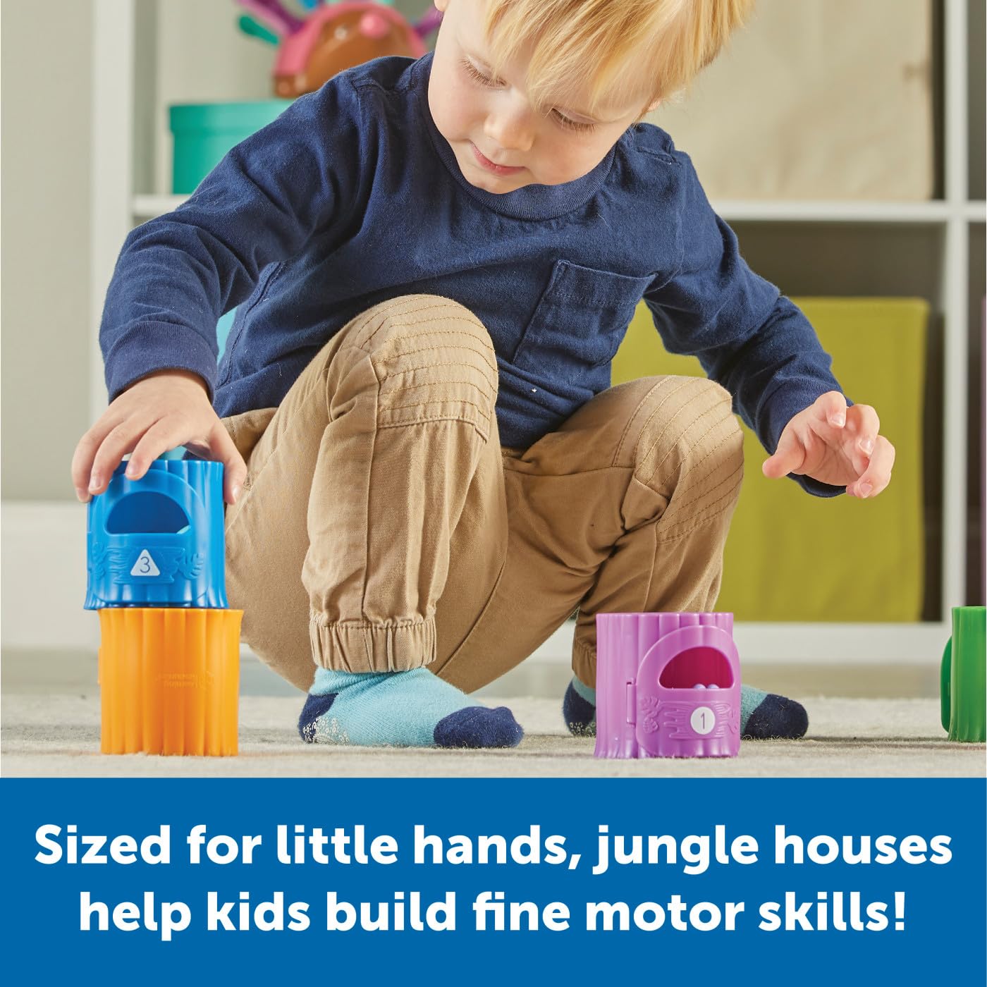 Learning Resources Peekaboo Learning Jungle Toddler - 10 Pieces, Ages 18 Months +, Toddler Montessori Toys, Stacking Shape, Sorting and Matching Skill, Educational Games