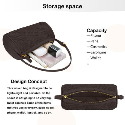 GZRHKJ Mini Woven Bag, Leather Woven Handbag with Adjustable Strap, Small Purses for Women, Top-handle Bags, Mini Evening Bag