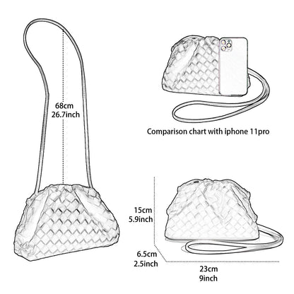 Woven Dumpling Bag for Women Clutch Purses, Cloud Crossbody Handbag Soft Shoulder Bag