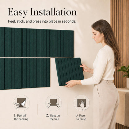 Baysola Stripe Felt Bulletin Board Panels 48 x 36 Inch Self Adhesive Wall Tiles Cork Board Alternative for Office Classroom Photos Notes 12 Pack