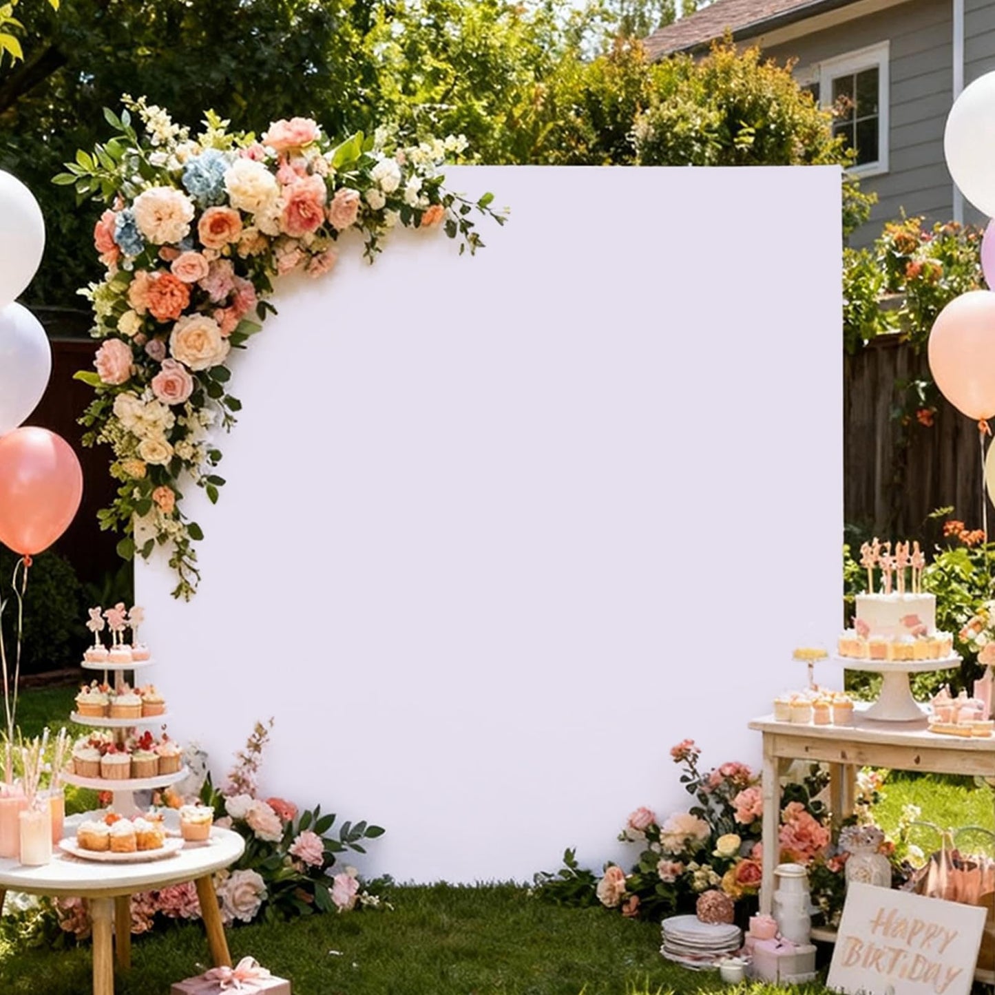 6.6FT x 6.6FT White Square Backdrop Cover for Party Decorations