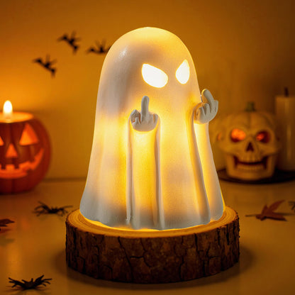 UNDWXFS Halloween Middle Light Up Ghost Figurine,5.1" Large Cute Spooky Ghost Statue,Halloween Decorations Indoor,Resin Statue for Party, Home, Indoor & Porch Decor