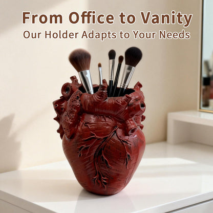 MealFlow Pro Anatomical Heart Pencil Holder, Resin Organ-Shaped Pen Cup Desk Organizer Decor, Makeup Brush Holder, Compact Desk Accessories Gift, Pen Holder for School, Office(RED)