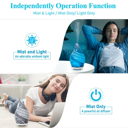 Essential Oil Diffuser 120ML Glass Ultrasonic Aromatherapy Oil Diffuser-Aroma Humidifier Glass Diffuser,7 Color Changing Light Waterless Auto-Off-Ultra-Quiet for Sleeping Yoga Home Office and Spa