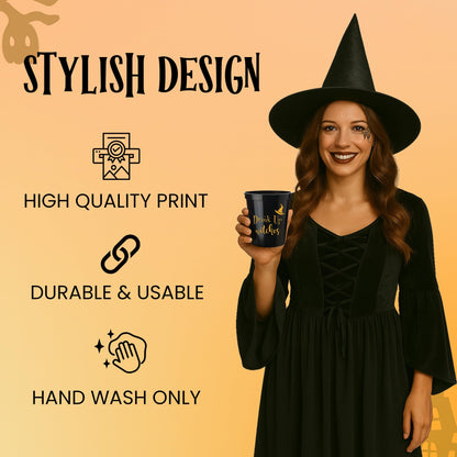 Drink Up Witches Halloween Cups For Adults, Set of 12 Black Party Cups, 16 Oz Each Reusable Plastic Cup, Halloween Party Favors For Adults, Perfect Spooky Cup for Drinkware and Decorations