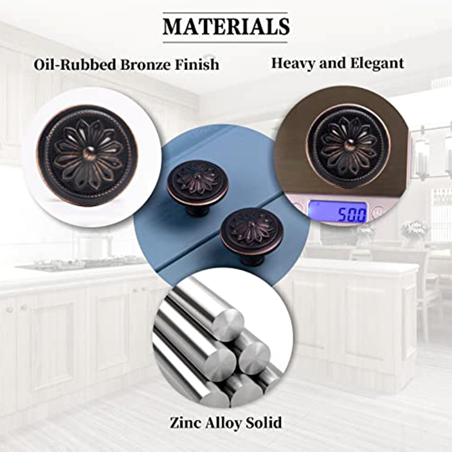Xlroaafs 12 Pack Oil Rubbed Bronze Cabinet Knobs, Bronze Kitchen Cabinet Knobs for Cabinets and Drawers,1-2/5" Round Antique Bronze Bifold Closet Door Knobs Vintage Drawer Knobs