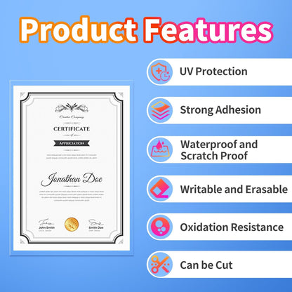 Uinkit 100PCS 4Mil Self-Adhesive Laminating Sheets, 8.7 x 12.2 Inches Clear Self Sealing Laminating Sheets, Suitable for 8.5 x 11 Inches Letter Size, No Machine Needed