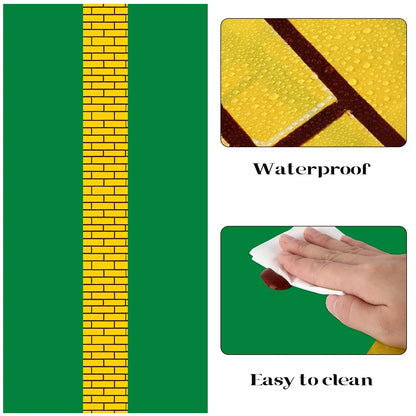 Fanfanwin 6 Pcs Yellow Brick Runner Tablecloth 54 x 108 Inch Brick Wall Backdrop Green Waterproof Rectangle Disposable Cover, Princess Decorations Party Supplies for Carnival Cosplay Party