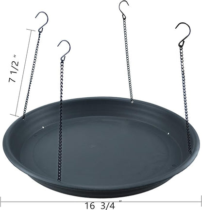 16" Bird Seed Catcher Tray Platform Feeder Hanging Tray Seed Hoop Outdoors Backyard Garden (Black)