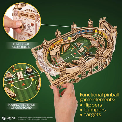 UGEARS Harry Potter Quidditch Pinball Machine - 3D Wooden Puzzles for Adults to Build, Mechanical Wooden Model Kits, Wood Brain Teaser Puzzles, Harry Potter 3D Puzzle Pinball Game for Fathers Day