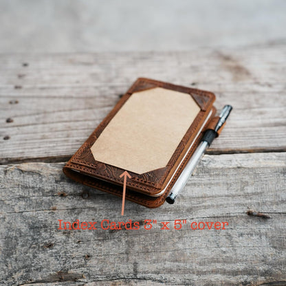 JJNUSA Personalized Distressed Genuine Leather Notebook Notepad Cover for Field Notes with travel Index Cards 3" x 5" cover fieldnotes Cover
