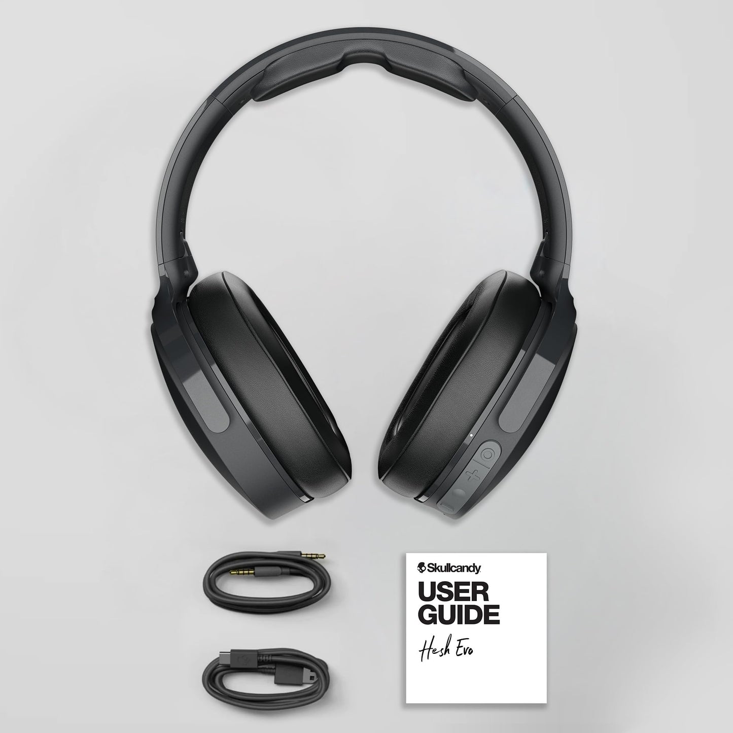 Skullcandy Hesh Evo Wireless Over-Ear Bluetooth Headphones, Noise Isolating, Up to 36 Hours Battery, Foldable Lightweight Design, Microphone for iPhone Android - True Black