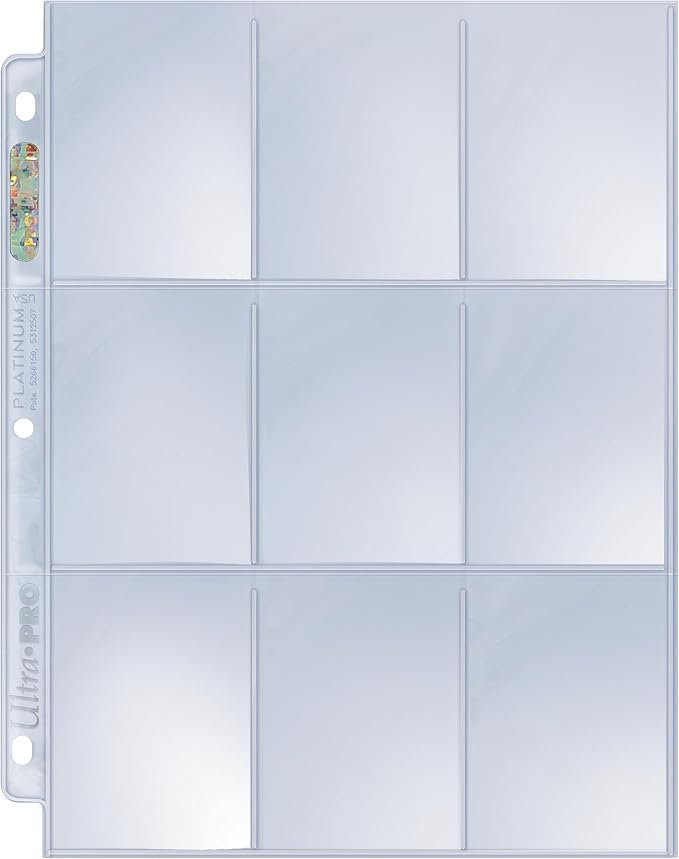 Ultra Pro Trading Card Sleeves – 9 Pocket Card Sleeves for Binder – Platinum Series Pages for Cards & Memorabilia – Archival Safe, UV Protection & 3-Ring Binder Compatible – 100 Pages, Made in USA