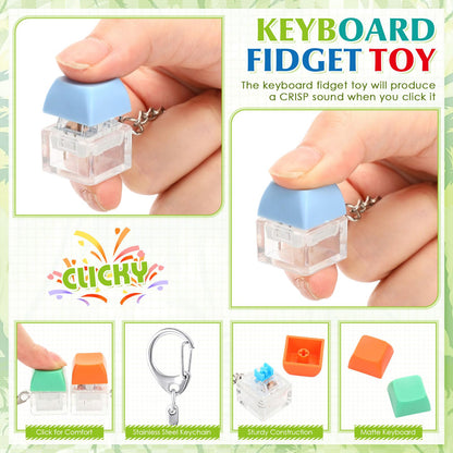 Seenelling 24 Set End of The School Year Gifts for Students Keyboard Fidget Clicker Keychain with Cards and Twist Ties Summer 2026 Graduation Party Favors for Last Day of School Gifts Prizes