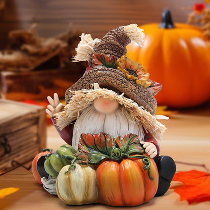 Hodao Fall Thanksgiving Pumpkin Gnomes Decorations Handmade Swedish Tomte Elf for Fall Decor Gift - Thanksgiving Party Home Gnomes Decor - Autumn Gifts
