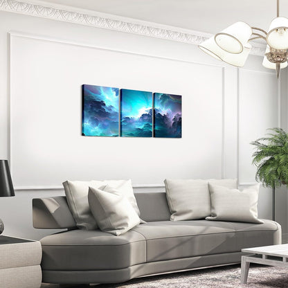 Purple Blue Marble Canvas Wall Art Set of 3, Purple Teal Glitter Paintings Wall Decor for Living Room Bedroom Modern Abstract Wall Art Ombre Poster Prints Luxury Decor Artwork Prints