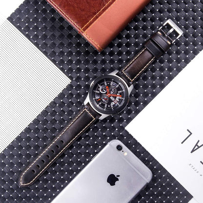 Berfine 18mm Quick Release Retro Leather Watch Band,Vintage Oil-tanned Pull-up Leather Watch Strap Replacement,Black Brown