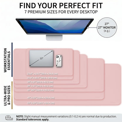 PROMATTOO Large Desk Pad Non-Slip Desk Mat Protector for Keyboard Mouse Waterproof Vegan Leather Surface Faux Leather Laptop Mat Smooth Mouse Pad Premium Gift Tube Sakura Pink 47" x 17"