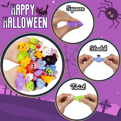 VOVEA Halloween Mochi Squishy Toys 30 PCS, Squishies Party Favors for Kids, Treat Bags Goodie Bag Fillers, Treats Classroom Prizes Mini Kawaii Stress Relief