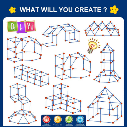 Fort Building Kit for Kids,STEM Construction Toys, Educational Gift for 4 5 6 7 8 9 10 11 12 Years Old Boys and Girls,Ultimate Creative Set for Indoor & Outdoors Activity,200 Pcs,Original