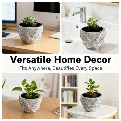 YIOXIN Silver Plated Ceramic Flower Pot - Small Pot Without Drainage Hole, Designed for Succulents, Cacti, and Small Green Plants