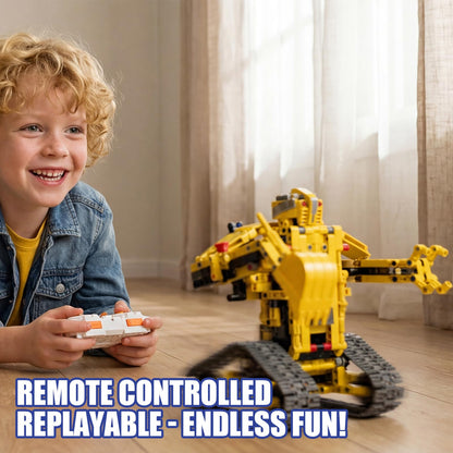 Ansnibe 5-in-1 STEM Building Toys, Remote Control Excavator Robotics Kit, 555 PCS DIY Engineering Construction Set, Educational Science Building Blocks Gift for Kids Boys Girls Ages 6-16