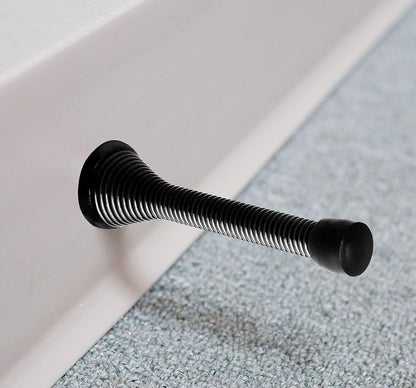 KISEER 16 Pack Spring Door Stops 3 1/4 Inch Flexible Heavy Duty Spring Door Stopper with RustProof Screw Rubber Bumper Tips (Black)