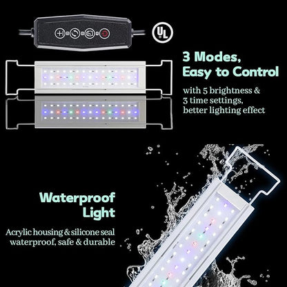 LAQUAL Rimless Glass Aquarium Starter Kit (3 Gal), Ultra Clear Low Iron Glass Fish Tank Set, Small Beta Fish Tank & Filter with Surface Skimmer & 3-Mode LED Light