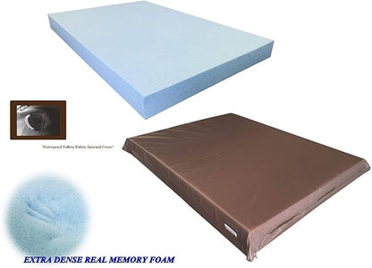 Dogbed4less High Density Solid Blue Cooling Gel Infused Memory Foam Pad Dog Pet Bed + Internal Waterproof Cover (41x27x4 Inches)