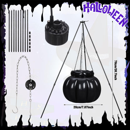 Knitgrip Set of 6 Halloween Outdoor Decorations 3 Light up Halloween Witch with Stake Witches Cauldron with Tripod Mist Maker with LED Light for Outdoor Garden Yard Lawn Porch Haunted Party Decor