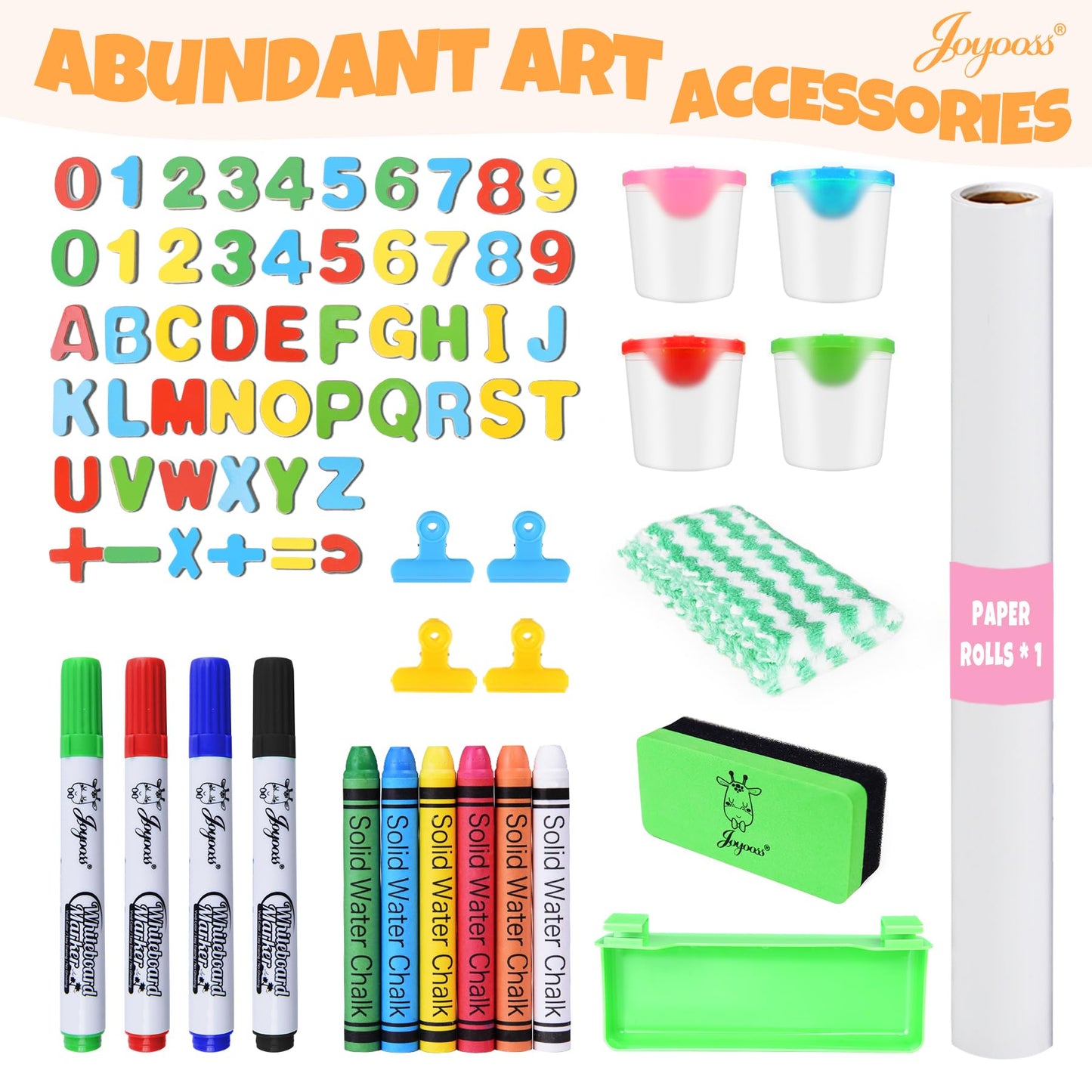 JOYOOSS Easel for Kids Art Easel for Toddlers,Wooden Kid Easel with Paper Roll - Chalkboard for Kids Adjustable Double Sided Kid Dry Erase Board,Outdoor Art Easel Toddler