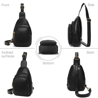 GAEKEAO Sling Bag for Women Small Cross Body Fanny Packs Trendy Chest Bag for Travel, Vegan Leather with Adjustable Strap