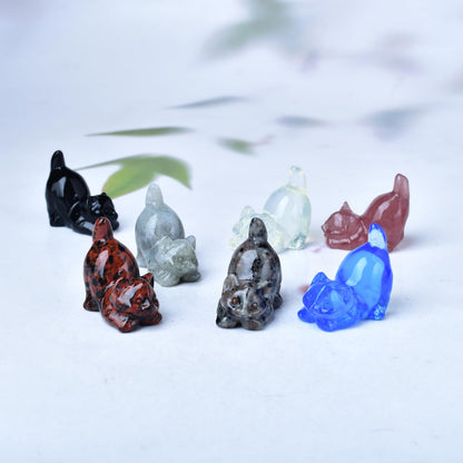 DZJXBZhu Obsidian Cat Crystal Statue Healing Crystal Reiki Meditation Pocket Gem Guardian Sculpture Home Study Table Desk Decor Collection Gift for Loved Ones