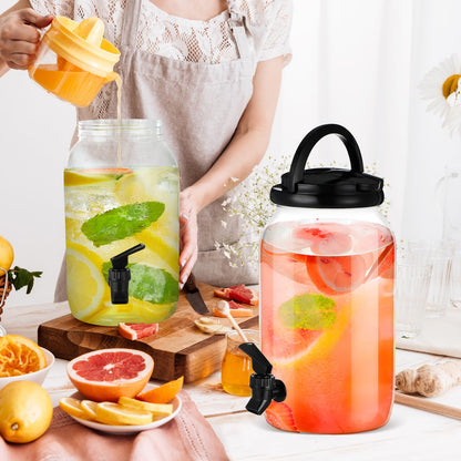 Havawish 2 Pcs 1 Gallon Plastic Beverage Dispenser with Spigot Clear Summer Kitchen Fridge Drink Dispenser for Parties Lemonade Juice Tea Beer Cold Water(Black,Cylinder)