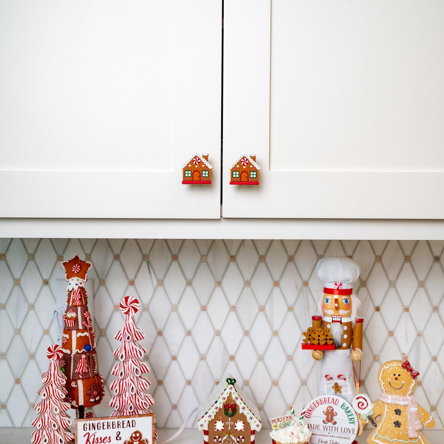 Knobēz 12pk Gingerbread House Decorative Knob Covers - Christmas Ornaments