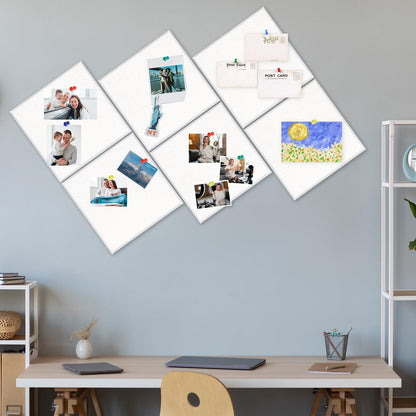 Thboxes Large Cork Board 36" x 24", 6 Pack Felt Bulletin Board with 30 Pushpins, Cork Boards Alternative with Self-Adhesive Strips, Felt Wall Tiles Pin Board for Wall Office Home School Decor-White