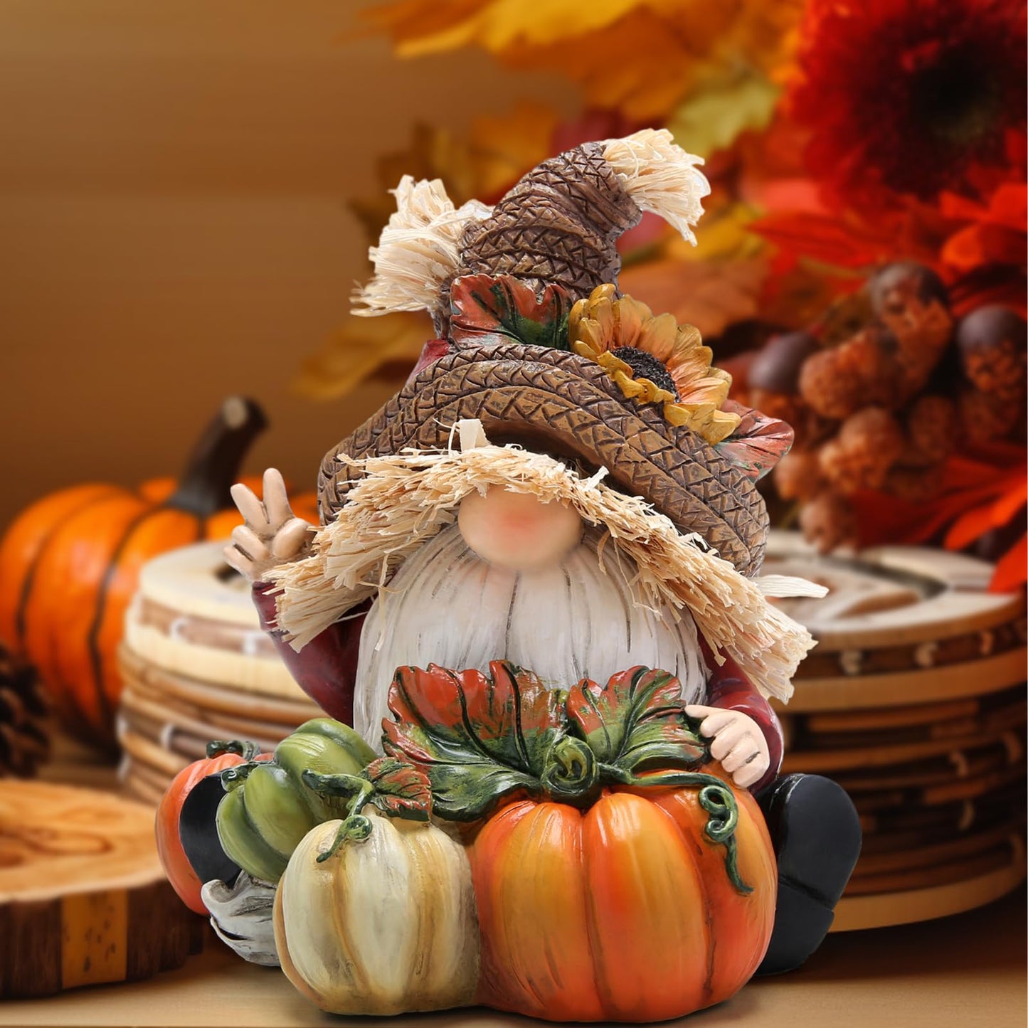 Hodao Fall Thanksgiving Pumpkin Gnomes Decorations Handmade Swedish Tomte Elf for Fall Decor Gift - Thanksgiving Party Home Gnomes Decor - Autumn Gifts