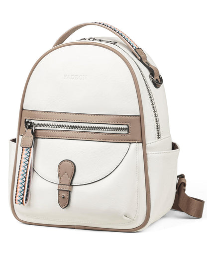 FADEON Mini Backpack Purse for Women, Designer Leather Cute Roomly Small Backpacks, Ladies Shoulder Backpack Fashion Handbag