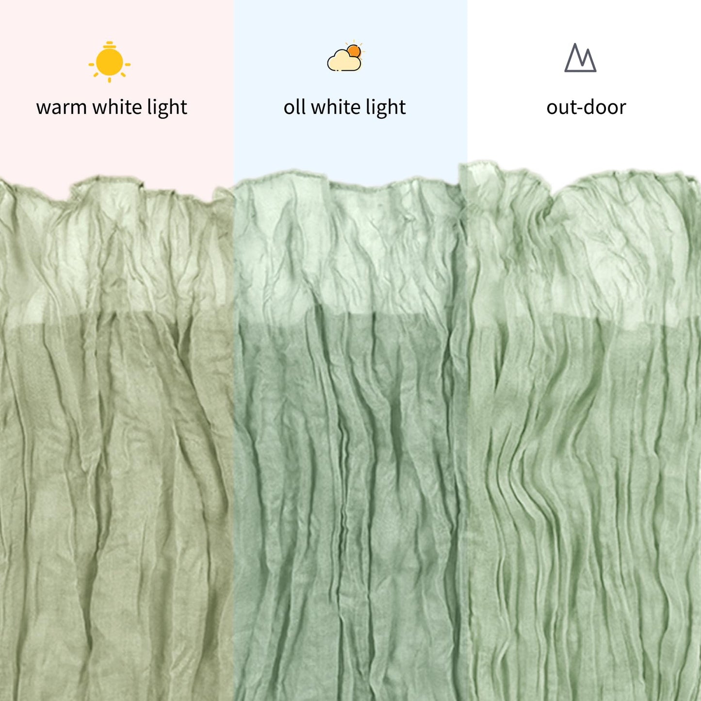 ACSUIT 3 Pack Sage Green Cheesecloth Table Runner, 17 x 108 inch, Semi Sheer Boho Cheese Cloth Fabric Table Runner Bulk for Wedding, Birthday, Party, Holiday, Home Decor (Sage Green)