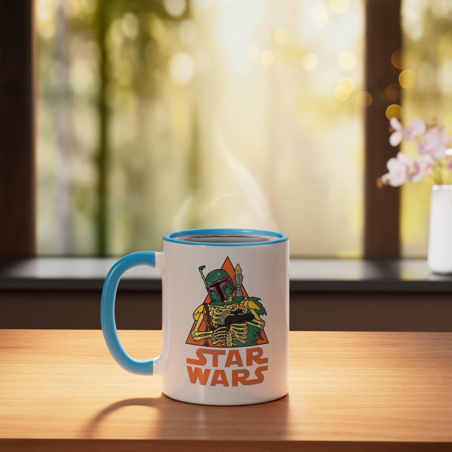 Star Wars Boba Fett Skeleton Halloween Ceramic Mug, Blue/White