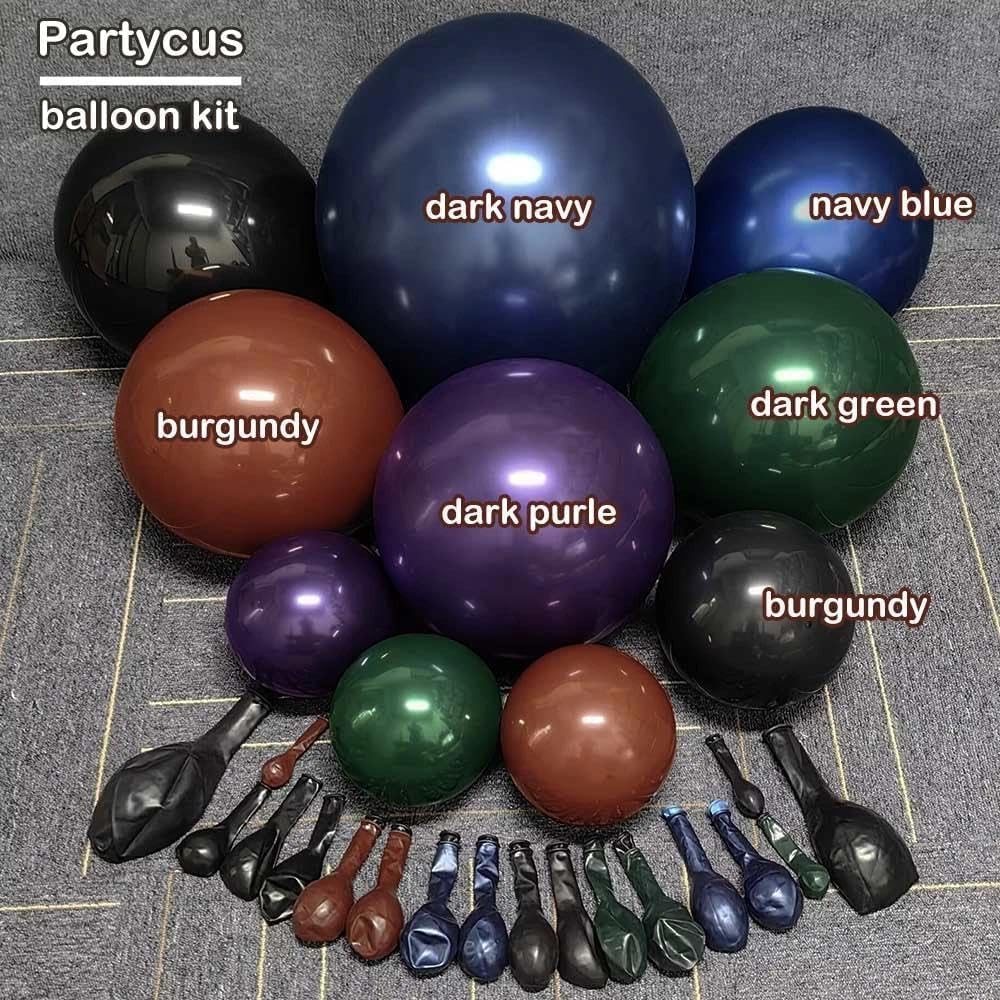 Halloween Balloon Arch Double Stuffed, Dark Green Navy Blue Burgundy Purple Black Balloon Garland Kit for Halloween Birthday Witch Gothic Spooky Magic Party Decoration