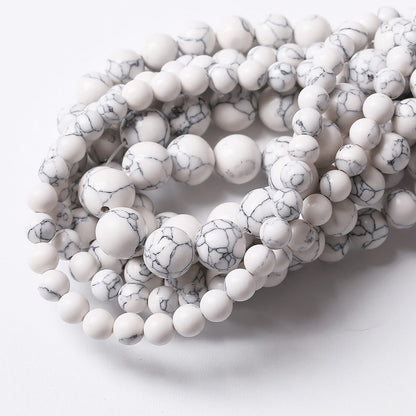 32PCS 12MM White Howlite Turquoises Round Loose Beads Natural Gemstone Beads for Jewelry Making DIY Bracelet Necklace 15"