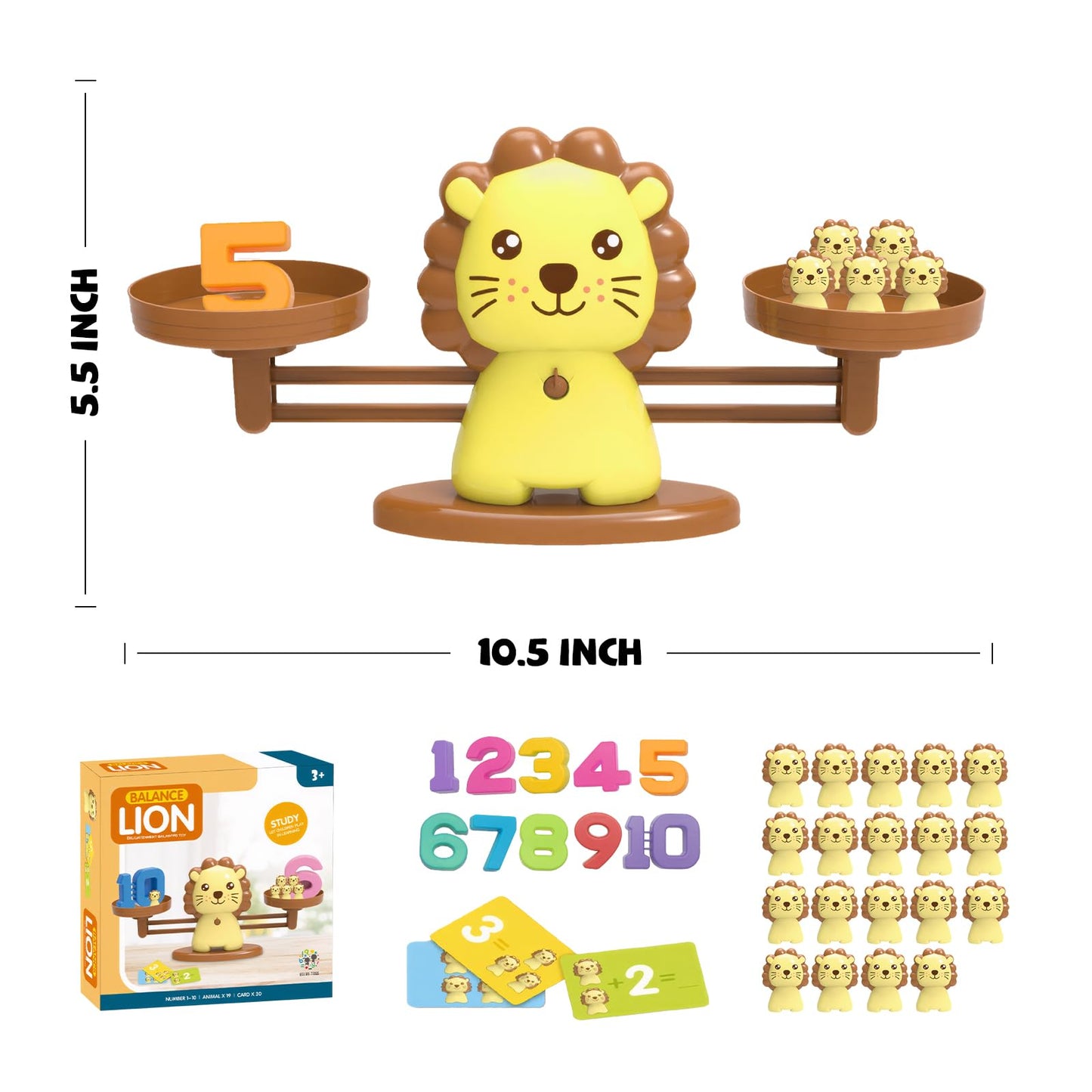 Snugzy Lion Balance Counting Toys, Number Counting Scale Games for Kids Cool Math Learning Games for Boys and Girls Preschool Kindergarten Learning STEM Montessori Educational Toys for 3+
