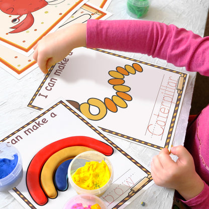 Ireer 36 Pcs Number Playclay Dough Mats for Kids Activity Card for Clay Back to School Preschool Number Alphabet Animal Shape Learning Activity Games for Classroom Home Educational Supplies