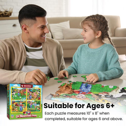 MasterPieces – Jigsaw Puzzle Set for Kids 6+ Years, 4-Pack of 100 Pieces, Educational and Fun Game, Frosty the Snowman Collection, Gift Idea for Children, 8" x 10"