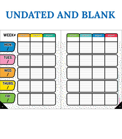 Carson Dellosa Happy Place Teacher Planner 2026-2027, Undated 8" x 11" Lesson Plan Book with Retro Stickers, Class Schedule, Weekly Calendar, Classroom Must Haves, Homeschool and School Supplies